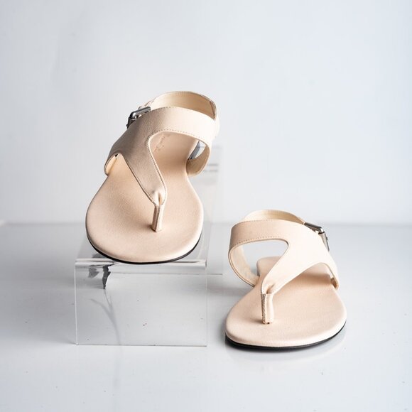 Massimo Dutti Womens Leather Thong Flats Ivory Cream US 9 EU 40 New 1708/450 - Picture 4 of 8